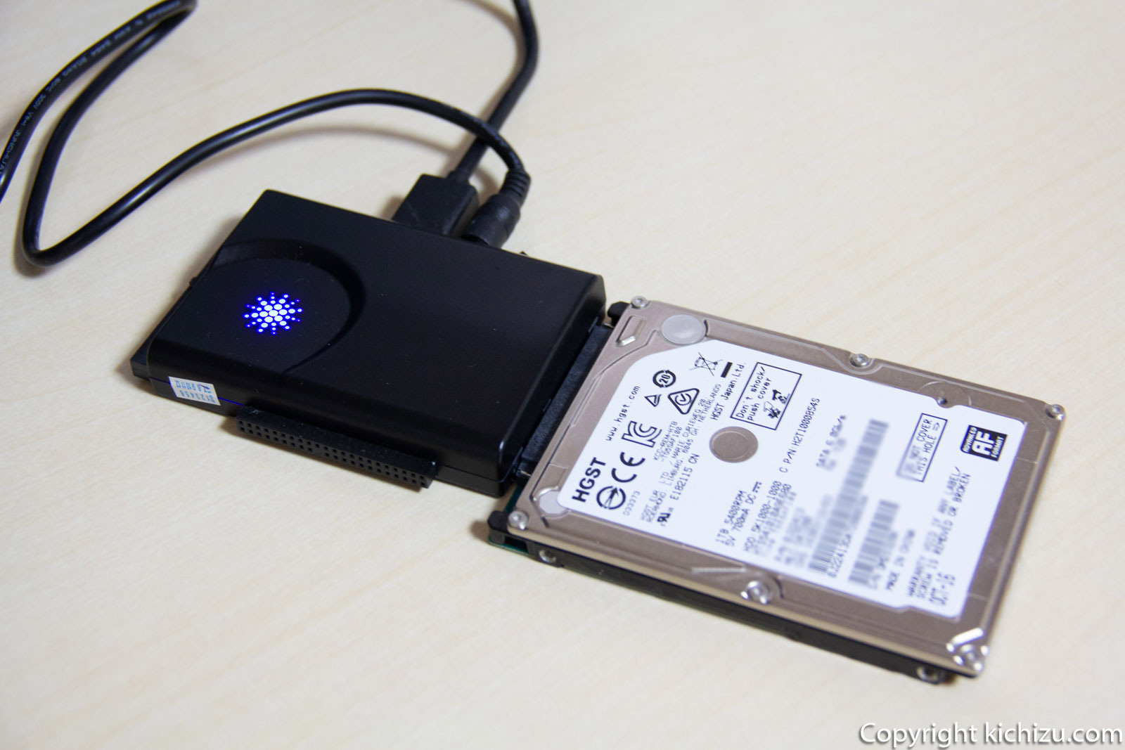 USB 変換コネクタによる1.5インチ HDD