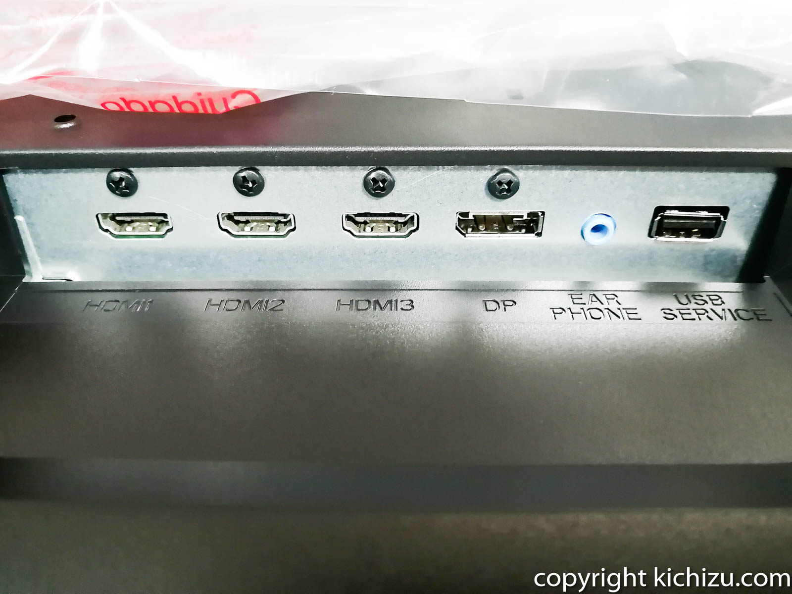 HDMI・ ディスプレイポート・音声出力端子・サービス USBコネクター