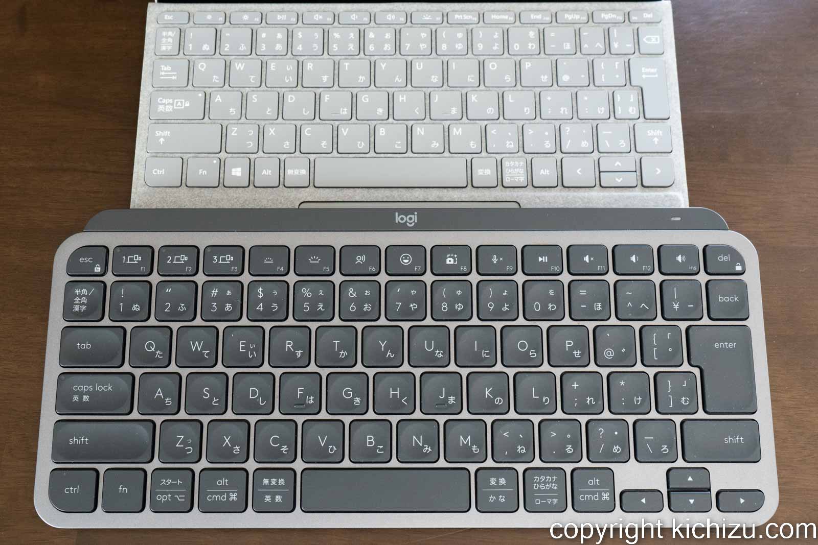 ロジクール MX KEYS miniとsurface goのキーボード