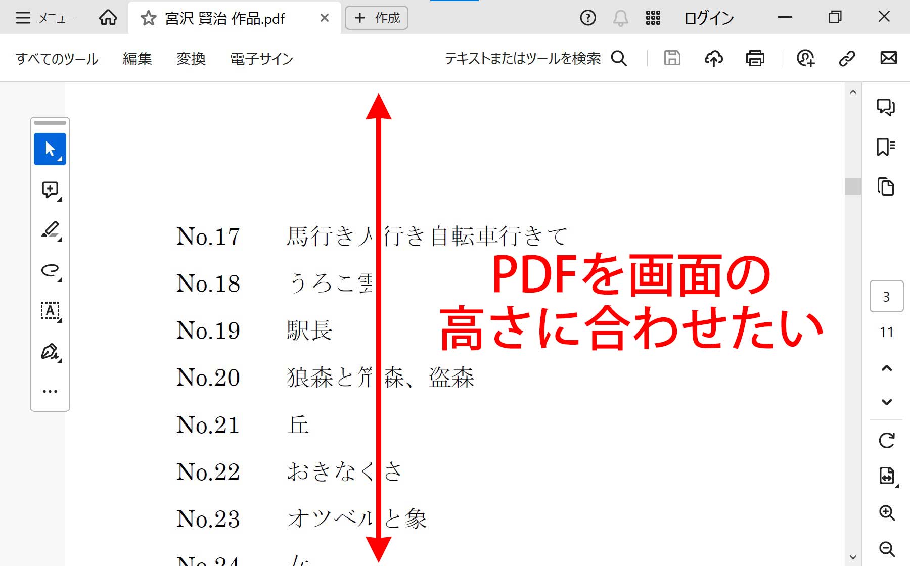 PDF を画面の高さに合わせたい