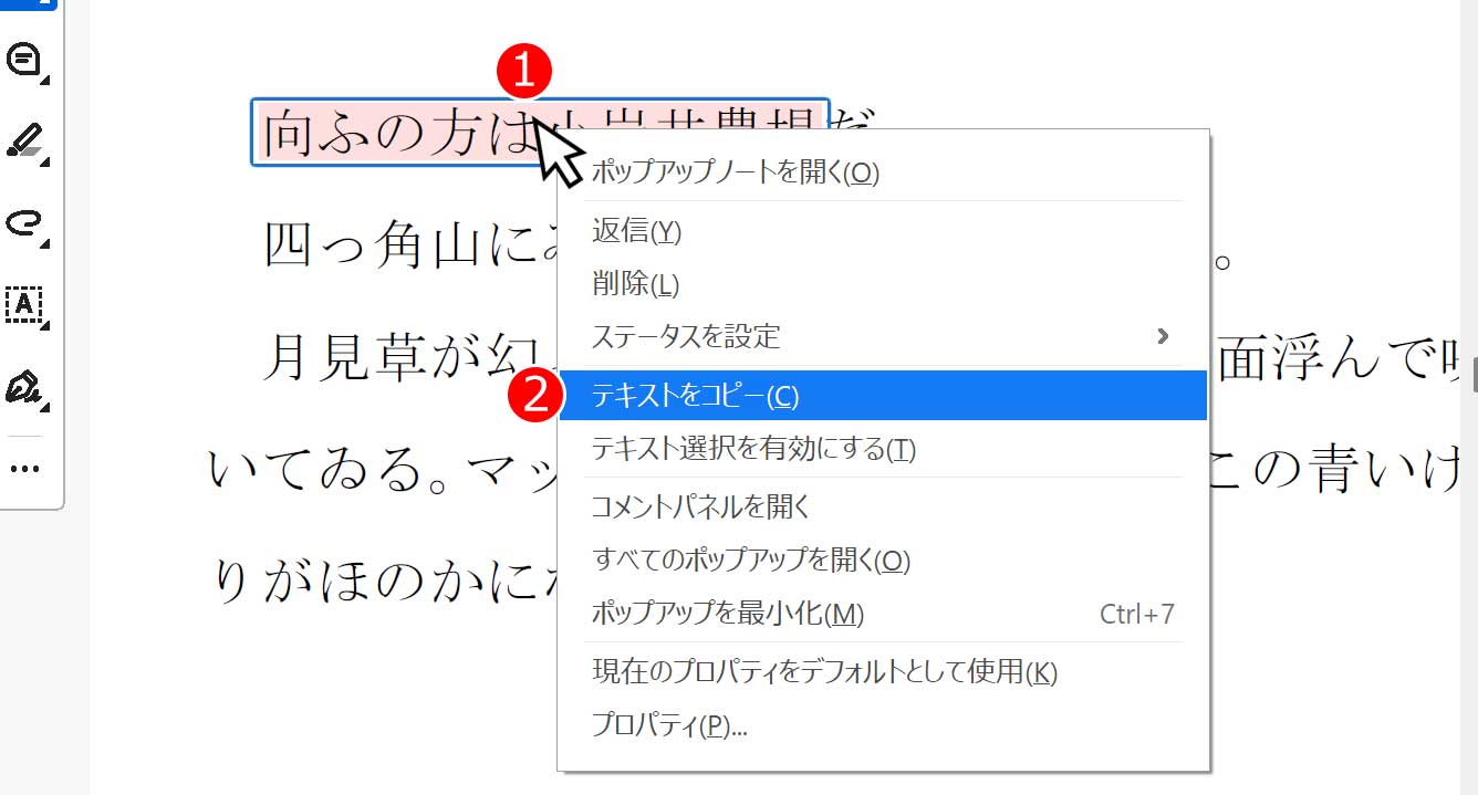 マーカーのテキストをコピーする