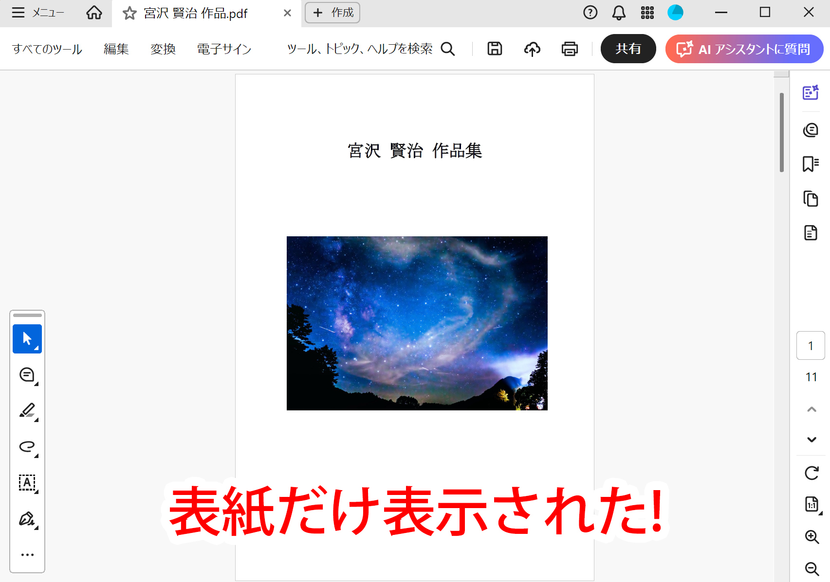 表紙だけ表示された