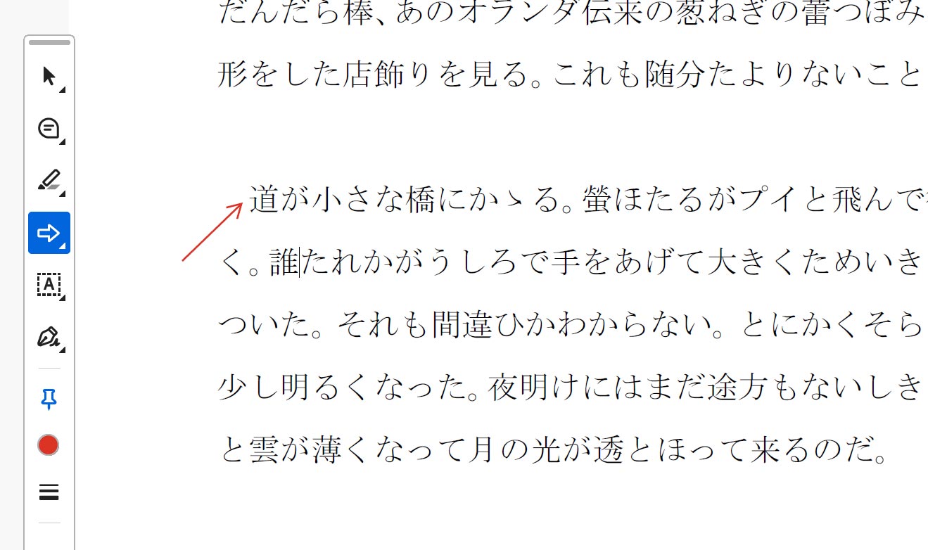 PDF に矢印を書いた状態