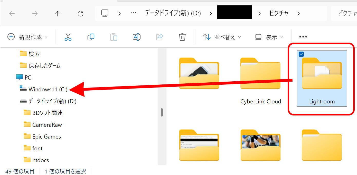 カタログフォルダーをSSDへコピーする