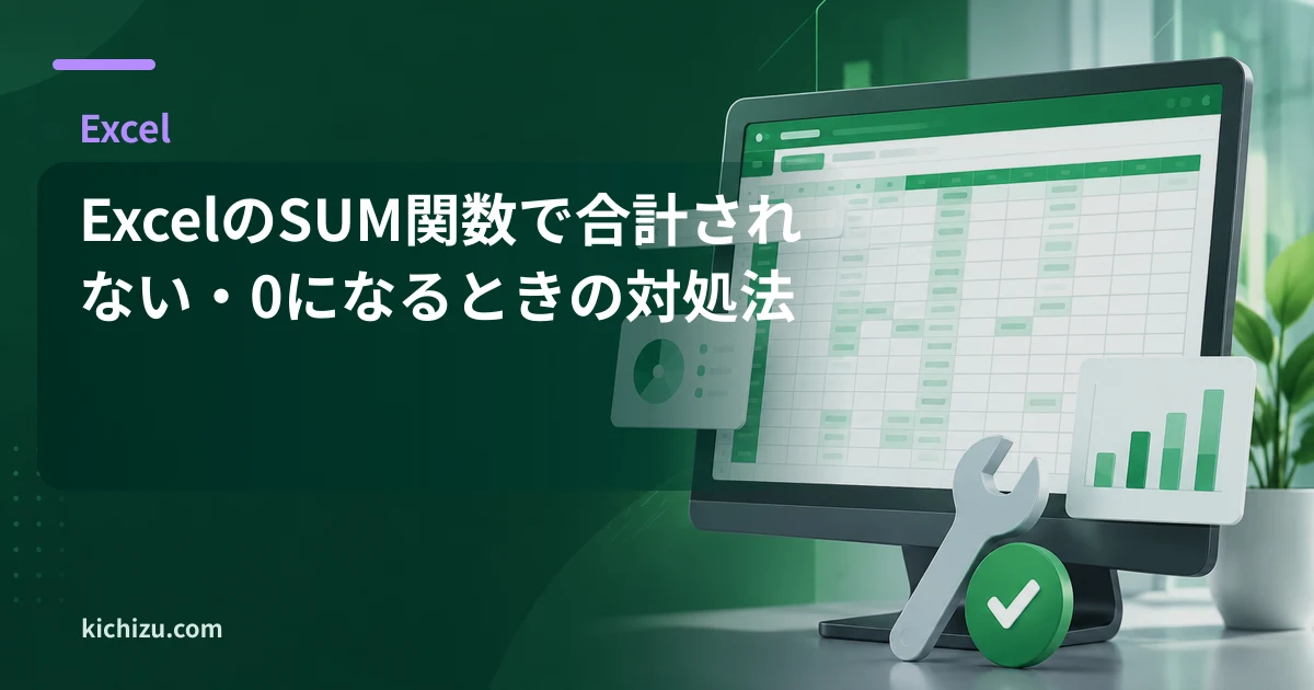 ExcelのSUM関数で合計されない・0になるときの対処法