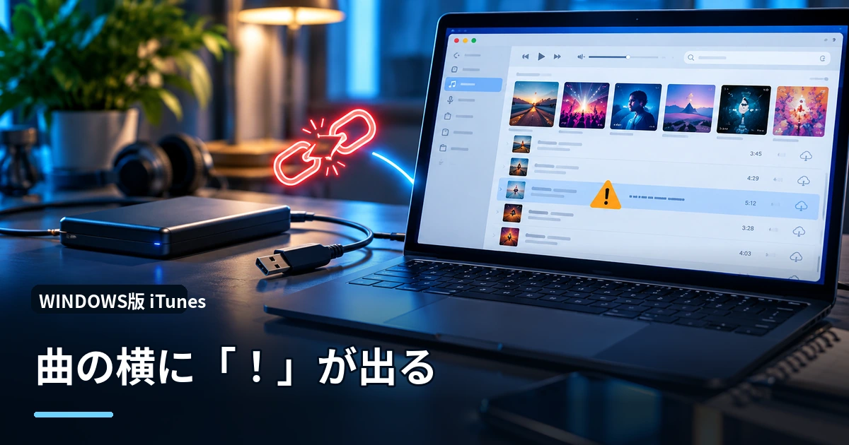 iTunesの曲に「！」マークが表示されて再生できない原因と直し方